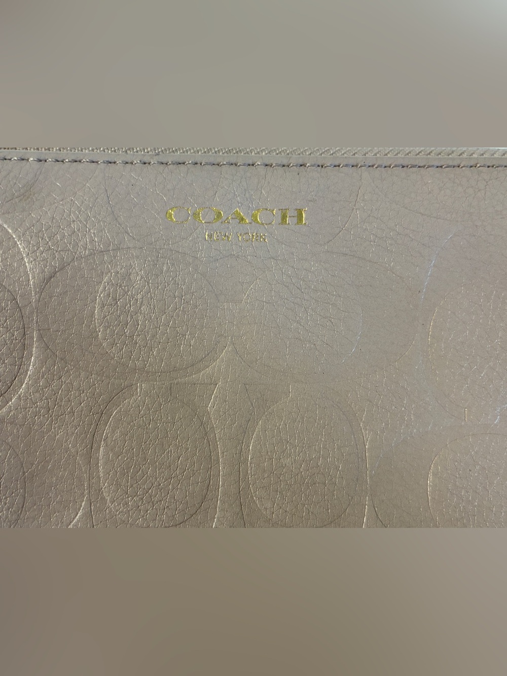 Coach Taupe Debossed Signature Zip Around Wallet - Picture 3 of 8